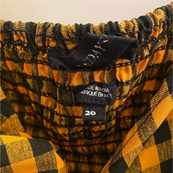 Fall Black Orange Gingham Mini smock dress - Picture 3 of 3